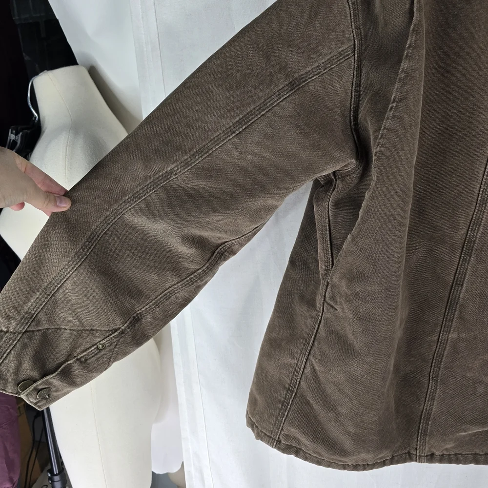 Carhartt Vintage Mens Large C02CHT Brown Chestnut Blanked Lined Chore Jacket - Picture 4 of 11